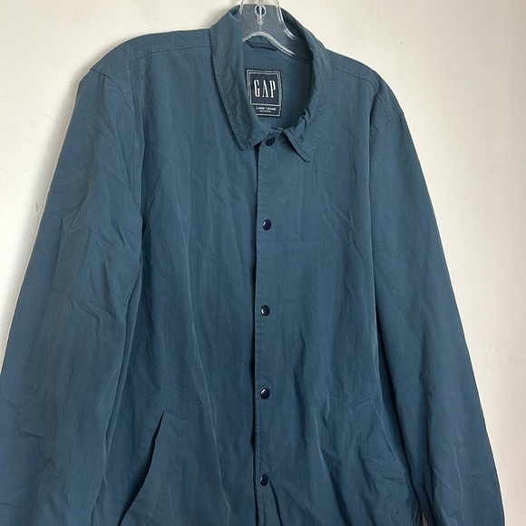 GAP Nylon Snap Button Point Collar Lightweight Navy Blue Coach Jacket - Picture 7 of 13